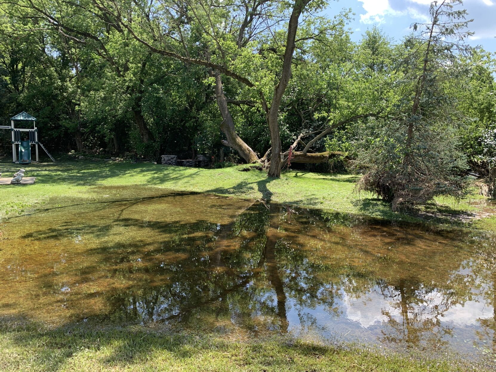 Flooded backyard in Maidencreek